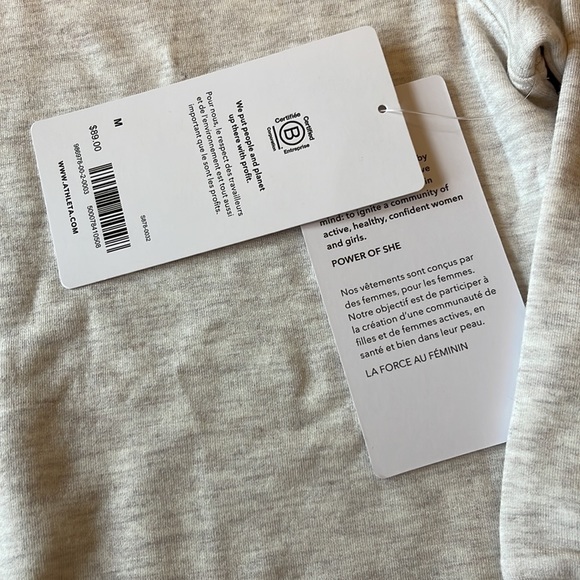 NWT Athleta Purana V Neck Wrap Sweatshirt Sz M Toasted Brown Heather $79 - Picture 7 of 8